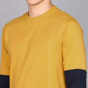 เสื้อสเวตเตอร์คอกลมสีเหลืองมัสตาร์ดสำหรับผู้ชาย แขนยาว ถักทอจากผ้าฝ้าย 100% ระบายอากาศได้ดี เหมาะสำหรับใส่ในฤดูหนาว - Product Image 5