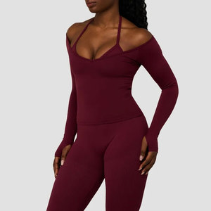 Haut de yoga pour femme haute intensité, séchage rapide, compression, sans manches, tricoté en Spandex/Coton, extensible dans les quatre sens, avec trou pour le pouce - Product Image 6