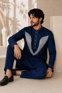 Conjunto de Kurta-Polo y Pantalón de Calidad Premium con Bordado y Cuentas en el Pecho, Manga Larga y Bolsillos Laterales, Proveedor Indio - Product Image 6