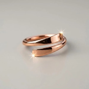 Bague en cuivre moderne, forme irrégulière, bijoux artisanaux en métal poli pour cadeau de mariage pour femmes - Product Image 1