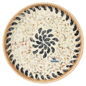 Exportateur fiable de plateaux en rotin et nacre, plateau de service luxueux fait main, plateau de service en nacre, Vietnam - Product Image 1
