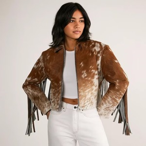 Cowhide Leather Jacket Men Clothing Regular Long Sleeves Cowhide Leather Jacket Cow Hair Jacket - Product Image 3