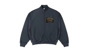 Veste de survêtement zippée personnalisée pour homme, manches raglan, coupe ample, en coton et polyester molletonné, avec options d'impression brodée et de strass effet vieilli - Product Image 5