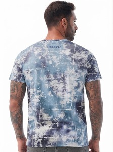 Men's Short Sleeve O-Neck T-Shirt With Abstract <b>Tie</b>-Dye Print Slim Fit Casual Breathable <b>Knitted</b> Polyester Shirt - Product Image 6