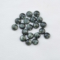 Seraphinite Verde Natural de 8mm, Cabujón Redondo Plano, Venta al por Mayor de Piedras Preciosas Sueltas, Excelente Calidad, Seraphinite de Proveedor