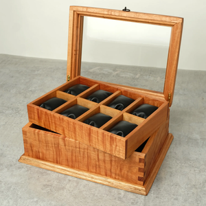 Nouvelle boîte à montres en bois massif, design rectangulaire en bois d'acacia, boîte à montres royale avec 12 emplacements pour collection de montres de luxe pour hommes. - Product Image 2