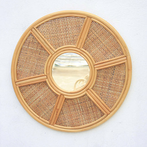 Vietnam Manufacturer's Cherry Boho Wall <b>Mirror</b> Modern Home Decor <b>Hanging</b> Eco-friendly Beige Oval Seagrass Glass - Product Image 6
