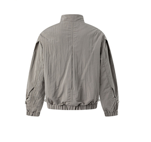 Custom Logo Autumn Vintage Loose Crinkled Boxy Thin <b>Cargo</b> Softshell <b>Jacket</b> for <b>Men</b> - Product Image 2