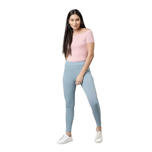High Waist Ribbed Leggings Full Length Solid Color Knitted Spandex Polyester Stretch Breathable Comfortable Compression Women's - Product Image 6