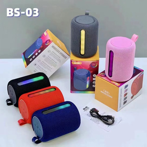 Altavoz Inalámbrico BS-03 con Correa <span class=keywords><strong>de</strong></span> Transporte, Carcasa <span class=keywords><strong>de</strong></span> Malla <span class=keywords><strong>de</strong></span> Tela, Tira <span class=keywords><strong>de</strong></span> Luces RGB, Dispositivo para Exteriores, Camping, Emergencias, Venta al Por Mayor - Product Image 1
