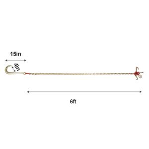 Catena a Gancio a J 5/16'' x 6 G80, Catena di Traino con Gambo Lungo 15'' e Carico di Lavoro Sicuro di 5400 Libbre, Gancio a Grappolo RTJ - Product Image 2