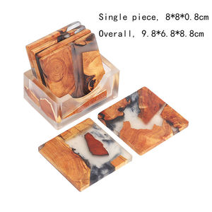Promotional Square Round <b>Table</b> <b>Epoxy</b> Resin Wooden Coaster for Drinks - Product Image 3