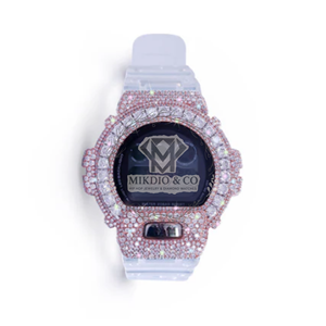 Reloj Digital de Cuarzo de Lujo Estilo Hip Hop, Cristal de Zafiro, Bisel de Acero Inoxidable en Tono Plateado, Correa de Goma de 20 mm, Brillante 3 - Product Image 5