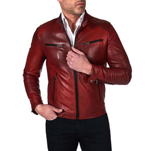 URBANGAZER Men's 100% Polyester Thick Cotton-Filled Leather Jacket Stand Collar <b>Covered</b> <b>Button</b> Patchwork Design Windproof - Product Image 2