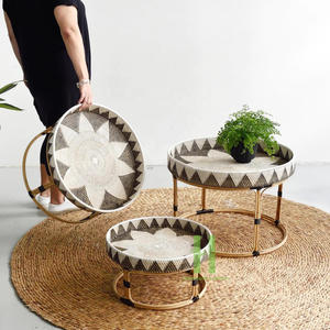 HNH Craft Plateau rond en rotin avec support Bac de rangement en osier pour l'affichage des aliments pour le pique-nique et la décoration intérieure OEM au Vietnam - Product Image 2