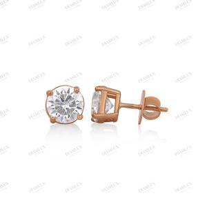 Boucles d'oreilles clous solitaires carrées en or rose, bijoux classiques pour femmes, plaqué argent, au meilleur prix - Product Image 2