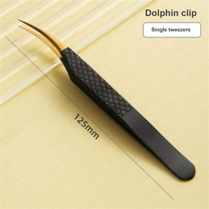 Premium Black Gold Stainless Steel Eyelash Tweezers Pointed Tip Lash Extension <b>Tools</b> OEM Private Label - Product Image 3
