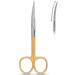 Tijeras manuales para iris, curvas, con punta afilada, de acero inoxidable, reutilizables, para corte de tejidos y sutura en cirugía oftálmica - Product Image 1