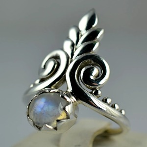Rainbow Moonstone <b>Ring</b> 925 Sterling <b>Silver</b> Handmade <b>Statement</b> Promise <b>Ring</b> for Women Boho Round June Birthstone Jewelry - Product Image 2