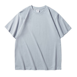 เสื้อยืดคอกลมแขนสั้นทรงโอเวอร์ไซส์สีพื้นผ้าฝ้ายเจอร์ซีย์สำหรับผู้ชาย สไตล์ลำลอง ความยาวปกติ - Product Image 3