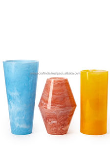 Vase abstrait moderne beige jaune brun effet éclaboussures, support à fleurs en résine époxy fait main, élégant centre de table, décoration d'intérieur - Product Image 6