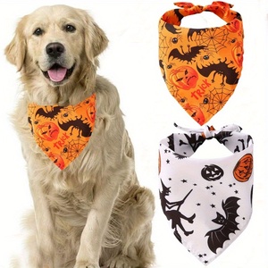 Bandanas pour chiens Halloween, imprimé citrouille, fantôme, toile d'araignée, foulard pour animaux de compagnie, accessoire d'Halloween personnalisé en gros - Product Image 1