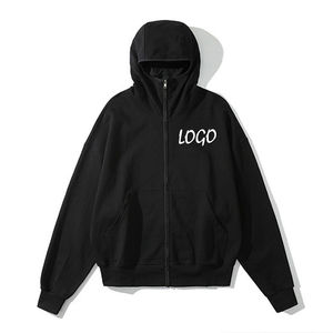 เสื้อฮู้ดซิปโอเวอร์ไซส์ผู้ชาย OEM 2026 สีพื้น ผ้าฝ้ายฟลีซ ระบายอากาศได้ดี สไตล์ลำลอง สตรีทแวร์ มีกระเป๋าหน้า ดีไซน์โลโก้ - Product Image 3