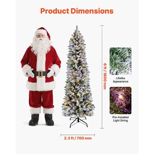Albero di Natale innevato preilluminato da 180 cm con 240 luci LED colorate, 11 modalità di illuminazione, decorazioni natalizie complete - Product Image 2