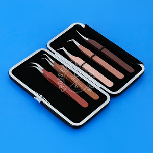 Top Quality Lash Extension Tweezers Volume Eyelash Extensions Fiber Grip Tweezer Set for Applying False Eyelashes 12cm Handle - Product Image 6