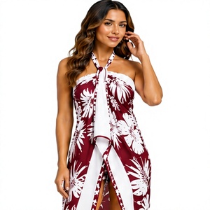 OEM ODM chiffon Sarong Women <b>Beach</b> <b>Wrap</b> hibiscus garden Lightweight Cover Up Skirt Tropical Island Resort Fashion New Arrival - Product Image 3