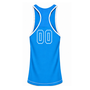 Ensemble de maillot de bain bleu ciel et blanc, débardeur sans manches dos nageur avec short assorti, léger, séchage rapide, maillot de bain de performance pour l'entraînement - Product Image 5