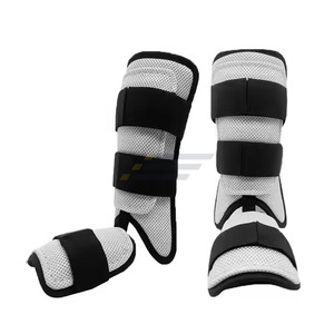 Protège-tibias de baseball noirs solides avec couverture du pied, protection renforcée, protection professionnelle, sangles réglables en PU - Product Image 4