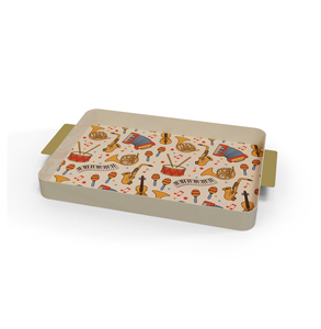 Bandeja rectangular para servir con diseño de instrumentos musicales de dibujos animados, platos de plástico para fiestas. - Product Image 1