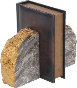 Marble Bookends With Gold Edge Irregular Shape Contemporary Stone Bookends 2Pcs 7x5 Inches - Product Image 6