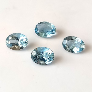 Magnifique Aquamarine naturelle Santa Maria, taille ovale calibrée 6x8 mm, 4,10 carats, facettée, 4 pierres, pierres précieuses non montées pour bijoux - Product Image 1