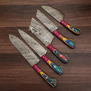 Ensemble de couteaux de chef en acier Damas faits à la main, collection de couverts avec lames ultra-affûtées, équilibrés pour la cuisine, fabrication artisanale haut de gamme - Product Image 4