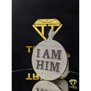 Colgante redondo personalizado de alta calidad con nombre, diamantes cultivados en laboratorio VVS, plata de ley 925, joyería hip hop de Trisha Jewels - Product Image 3