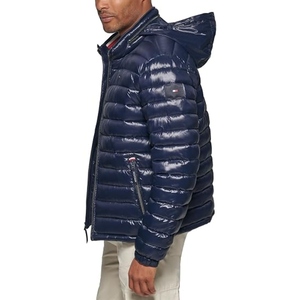 Veste d'hiver matelassée pour homme, aspect cuir, avec capuche et bordure en fourrure, chaude, décontractée, pour l'extérieur, personnalisable, OEM, vente en gros - Product Image 5