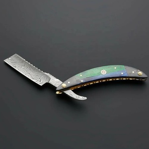 Couteau de poche en acier Damas fait main de haute qualité avec étui en cuir, cadeau idéal pour le camping, pour papa, OEM et ODM pris en charge - Product Image 6