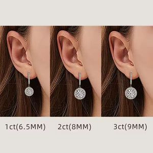 Luxury Round Halo <b>Stud</b> <b>Earrings</b> <b>Silver</b> Plated Bezel Setting Moissanite for Women Party Wedding Jewelry - Product Image 3