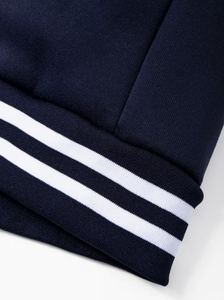 Veste universelle unisexe Profit Sport, motif lettres bleu marine et blanc, décontractée, hiver, réversible, coupe-vent, respirante, polaire, col en V, coupe régulière - Product Image 2