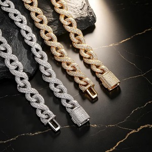 Collier et Bracelet Miami Iced Out Infinity Cuban Link 10 mm de Qualité Export, Bijoux Hip Hop pour Hommes avec 8 Symboles en Zircon, Style Streetwear - Product Image 4