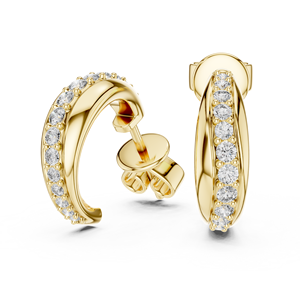 Pendientes de Aro Dorados con Piedras Redondas, Joyería Geométrica Elegante para Bodas, Fiestas y Uso Diario - Product Image 3