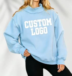 Sweat-shirts réversibles pour femmes, col rond, manches longues, imperméables, respirants, en coton/bambou, avec impression de logo personnalisé, pour l'automne - Product Image 1