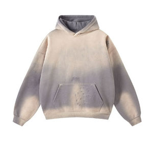 Sudadera con capucha de poliéster/algodón estilo vintage, desgastada, lavada, oversize, de peso pesado, con lavado ácido, bordado y estampado, para mujer, casual, otoño - Product Image 2