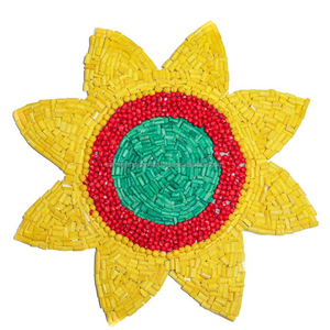 Handmade Embroidery Seed Bead <b>Coaster</b> <b>Set</b> Custom Embroidered Mats & Pads - Product Image 2