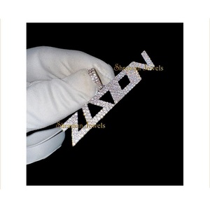 Lab Grown Diamond Jewelry Custom Iced Hip Hop Trendy High Quality 925 Sterling <b>Silver</b> <b>Initial</b> Name Letter Pendant Gift Him/Her - Product Image 2