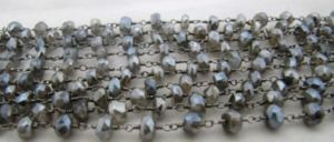 Natural Labradorite <b>Rosary</b> Chain Mystic Coated Faceted Rondelle Beads - Product Image 3
