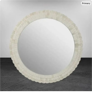 Handmade Round Bone Inlay Wall <b>Mirror</b> | <b>White</b> Bone Inlay Decorative <b>Mirror</b> | Luxury Vanity <b>Mirror</b> | Coastal Bedroom - Product Image 3