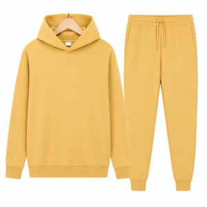 Customized High Quality Men's Casual Breathable Elastic Waist <b>Hoodies</b> Tracksuits 360GSM Heavyweight Cotton <b>Fleece</b> - Product Image 4